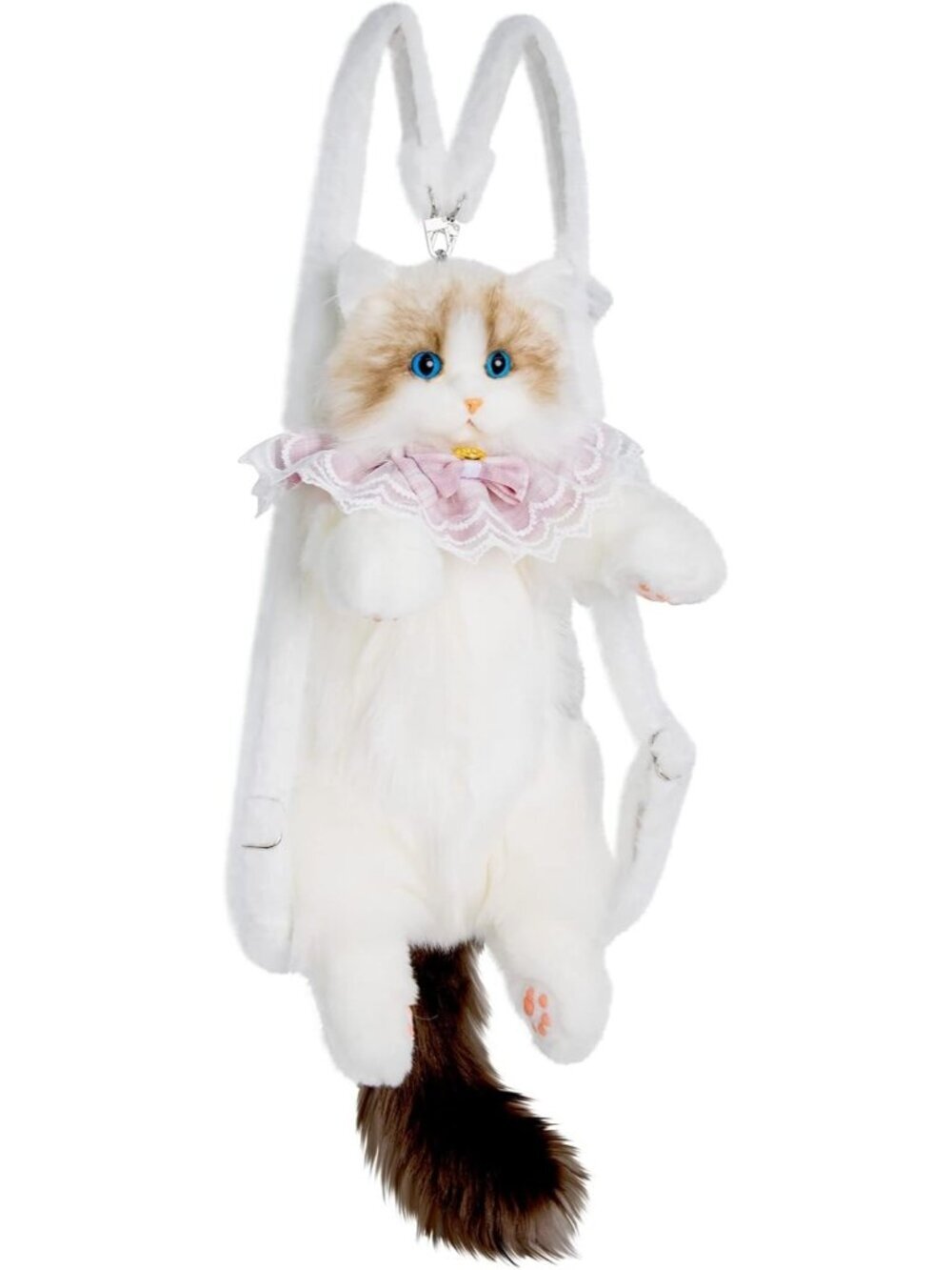 Women's White Lightweight Cat Shaped Backpack Adjustable Shoulder Crossbody Bag